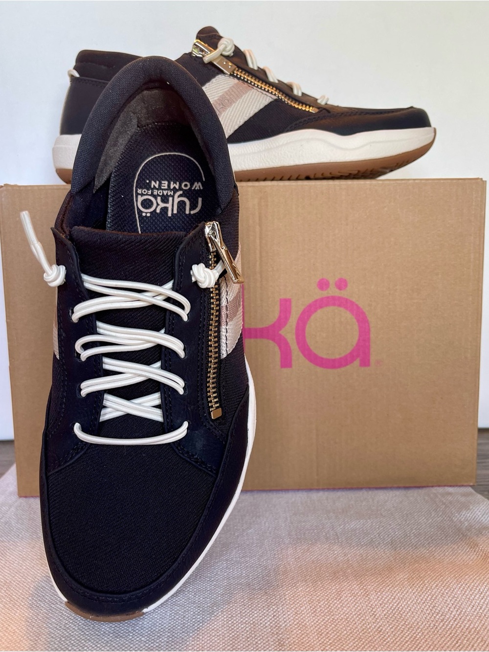 NIB RYKA CAREFREE ZIP BLACK SPORT LIFESTYLE WALKING SNEAKER WOMENS 7.5 - Picture 6 of 15